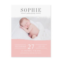 Rosa Vollkommenheit Foto Geburtsankündigung