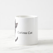 Rosa Vorhang neugierige Katze Kaffeetasse (Mittel)