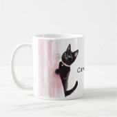 Rosa Vorhang neugierige Katze Kaffeetasse (Links)