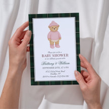Rosa Vornehm-Bär-Designer-Kariert-Baby-Party