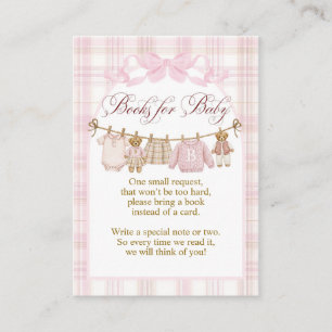 Rosa vornehme Teddybär Mädchen Baby Shower Bücher Begleitkarte