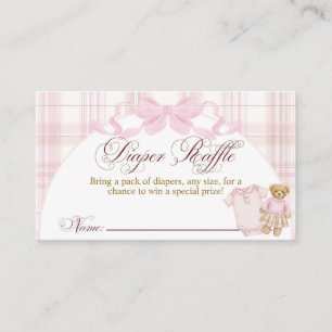 Rosa vornehme Teddybär Mädchen Baby Shower Windel  Begleitkarte