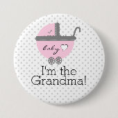 Rosa Wagen-Baby Duschen-Großmutter Button (Vorderseite)