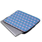Rosa Wal-Muster auf Blau Laptopschutzhülle (Vorne Knopf)