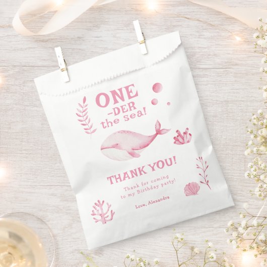 Rosa Wal unter dem Meer 1. Geburtstag Geschenktütchen (Ausgeschnitten)