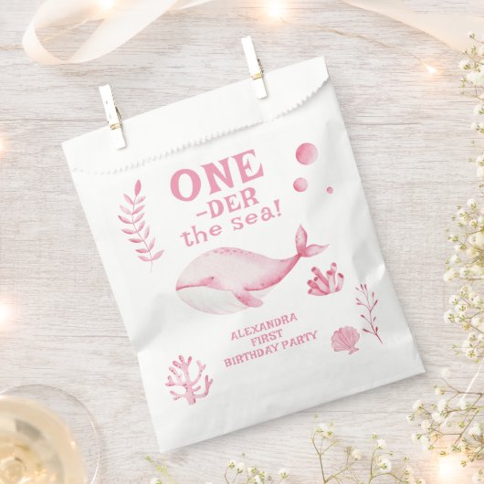 Rosa Wal unter dem Meer 1. Geburtstag Geschenktütchen (Ausgeschnitten)