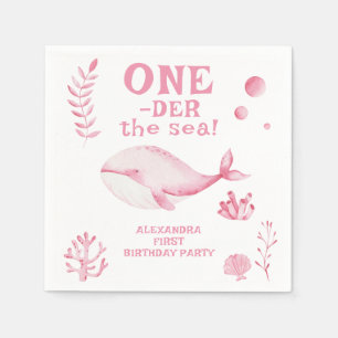 Rosa Wal unter dem Meer 1. Geburtstag Serviette