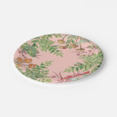 Rosa Wald Frosch Bee Mushroom Rustikal Picnic Pappteller (Schrägansicht)