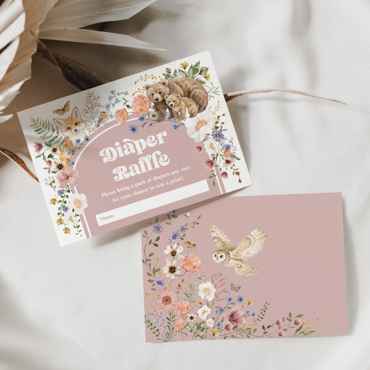 Rosa Wald-Wildblumen-Windeln-Raffle Baby Begleitkarte