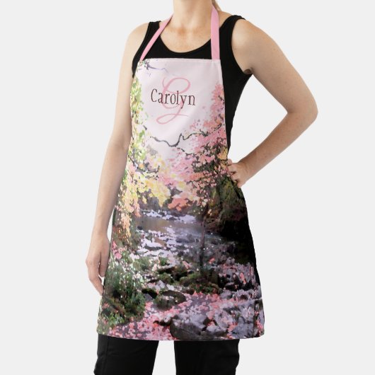 Rosa Waldglasur, hübscher Fluss, personalisiert Schürze (InSitu)