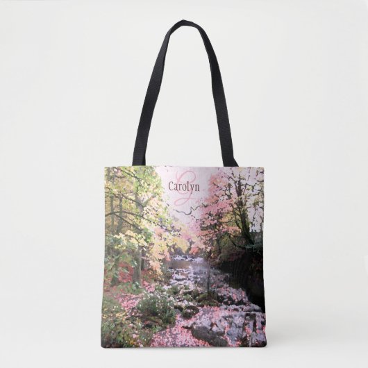 Rosa Waldglasur, mit Fluss, personalisiert Tasche (Vorderseite)
