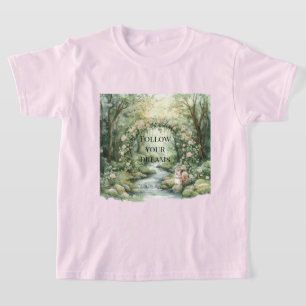 Rosa Waldhörnchen mit Blumenmuster T-Shirt