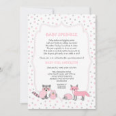 Rosa Waldtiere Baby Sprinkeinladung Einladung (Vorderseite)