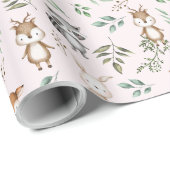 Rosa Waldtiere Geburtstagsdusche Geschenkpapier (Rolleneckpunkt)