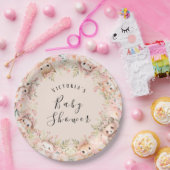 Rosa Waldtiere Personalisierter Name Pappteller (Party)