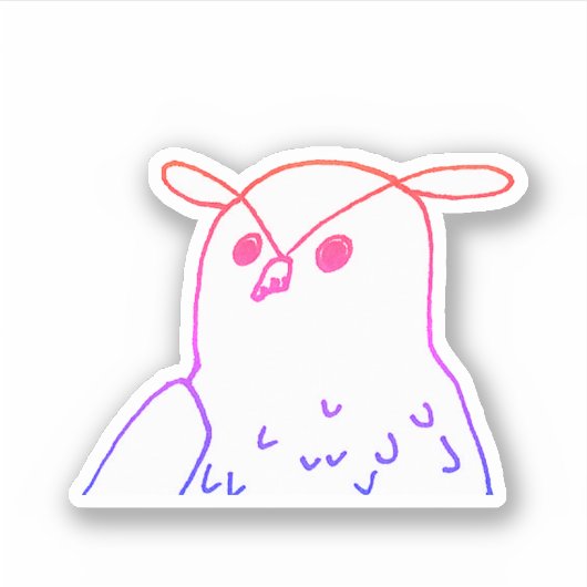 Rosa Waldvogel Zeichnend Niedliche Eule Aufkleber (Vorderseite)