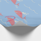 Rosa Wale spielen in niedlichen Kids in blauen Oze Geschenkpapier (Ecke)