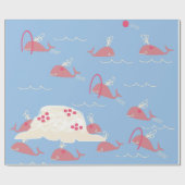 Rosa Wale spielen in niedlichen Kids in blauen Oze Geschenkpapier (Flach)