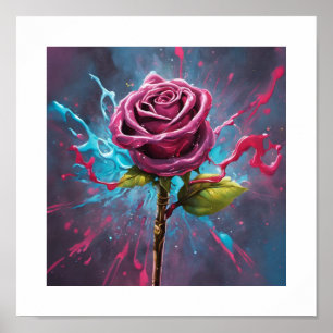 Rosa Wand-Rose Poster