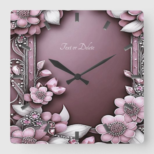 Rosa Wand-Uhr Quadratische Wanduhr (Vorderseite)