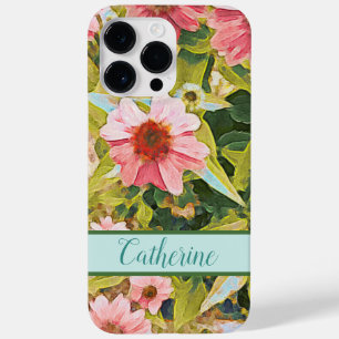 Rosa Wandleuchter Grüne Blätter Name Personalisier Case-Mate iPhone 14 Pro Max Hülle