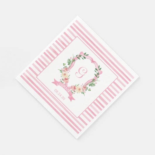 Rosa Wappen Babydusche Napkins Serviette (Ecke)