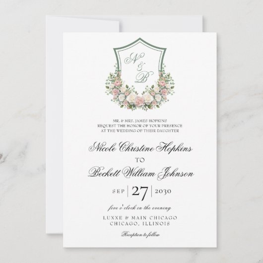 Rosa Wappen Einladung (Vorderseite)