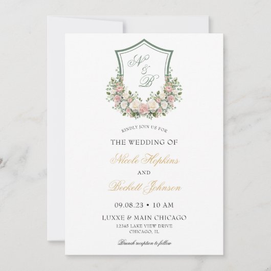 Rosa Wappen Einladung (Vorderseite)