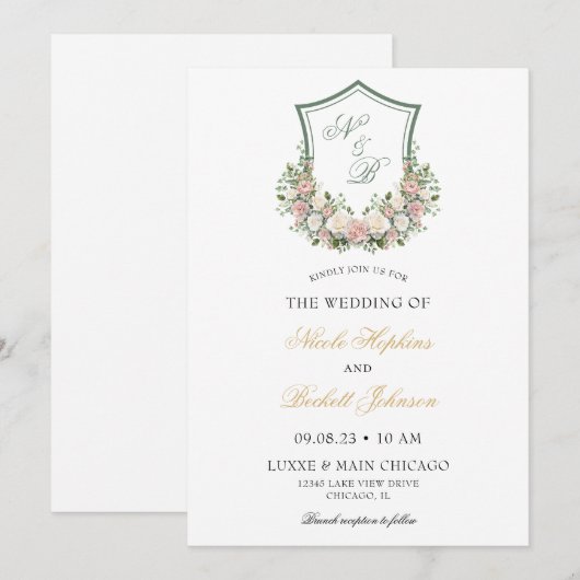 Rosa Wappen Einladung (Vorne/Hinten)