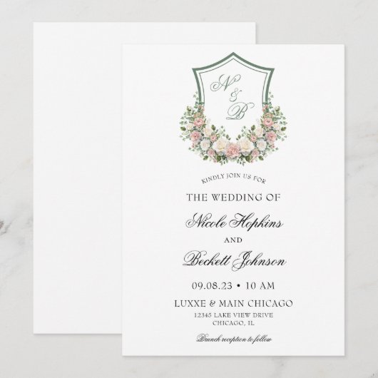 Rosa Wappen Einladung (Vorne/Hinten)