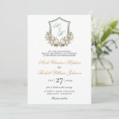Rosa Wappen Hochzeit Einladung (Stehend Vorderseite)