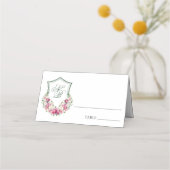 Rosa Wappen Hochzeit Platzkarte (Vorderseite)