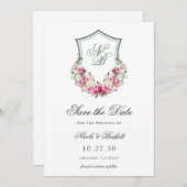 Rosa Wappen Hochzeit Save The Date (Vorne/Hinten)