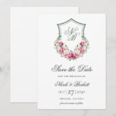 Rosa Wappen Hochzeit Save The Date (Vorne/Hinten)