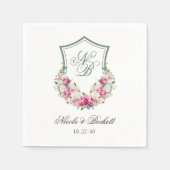 Rosa Wappen Hochzeit Serviette (Vorderseite)