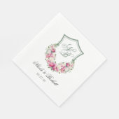 Rosa Wappen Hochzeit Serviette (Ecke)