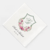 Rosa Wappen Hochzeit Serviette (Ecke)