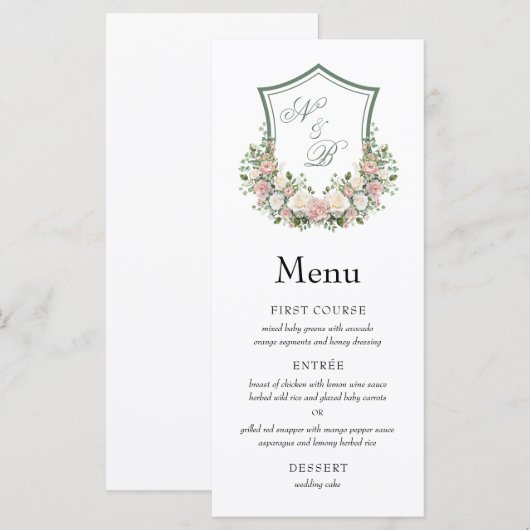 Rosa Wappen Menükarte (Vorne/Hinten)