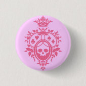 Rosa Wappen mit Schaltfläche "Skull and Cardsuits" Button (Vorderseite)