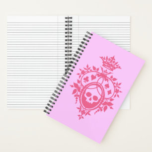 Rosa Wappen mit Skull und Cardsuits für Notebooks Notizblock
