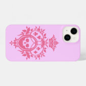Rosa Wappen mit Skull und Cardsuits iPhone 14 Fall Hülle (Rückseite (Horizontal))