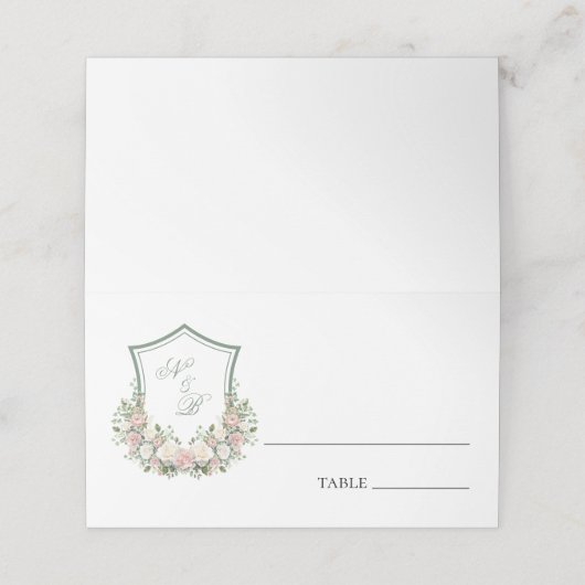 Rosa Wappen Platzkarte (Außenseite Aufgefaltet)