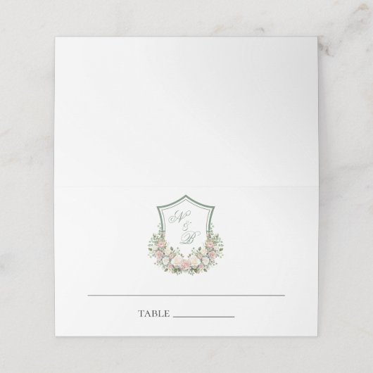 Rosa Wappen Platzkarte (Außenseite Aufgefaltet)