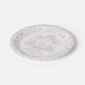 Rosa Wappen Preppy Girl Babydusche Pappteller (Schrägansicht)