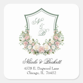 Rosa Wappen Quadratischer Aufkleber