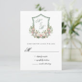 Rosa Wappen RSVP Karte (Stehend Vorderseite)