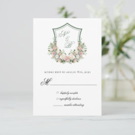 Rosa Wappen RSVP Karte