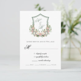 Rosa Wappen RSVP Karte