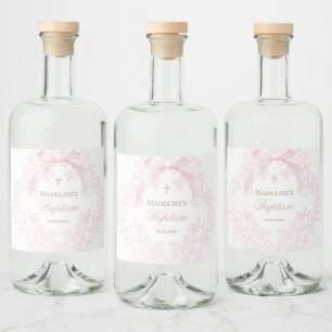 Rosa Wappen Taufe Alkoholflaschenetikett