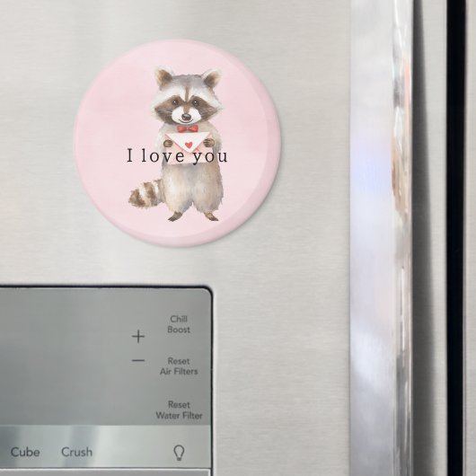 Rosa Waschbär-Liebesbrief Magnet (In Situ (Kühlschrank))